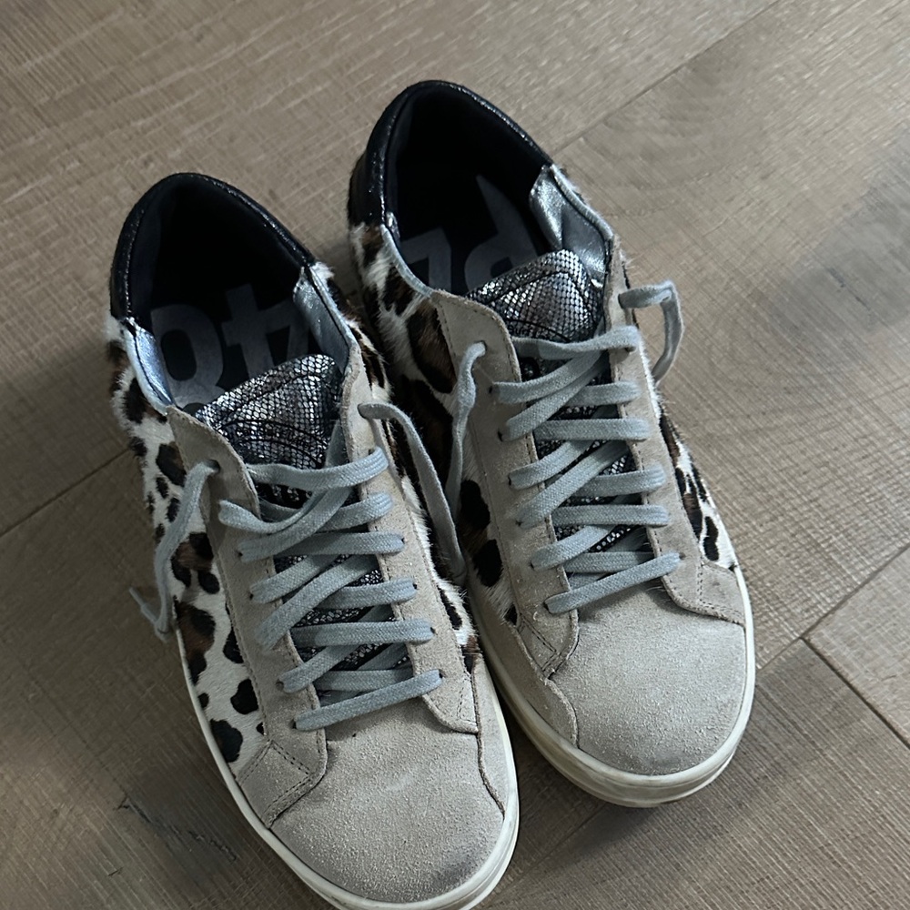 P448 John Leopard Print Sneakers with Suede Accents